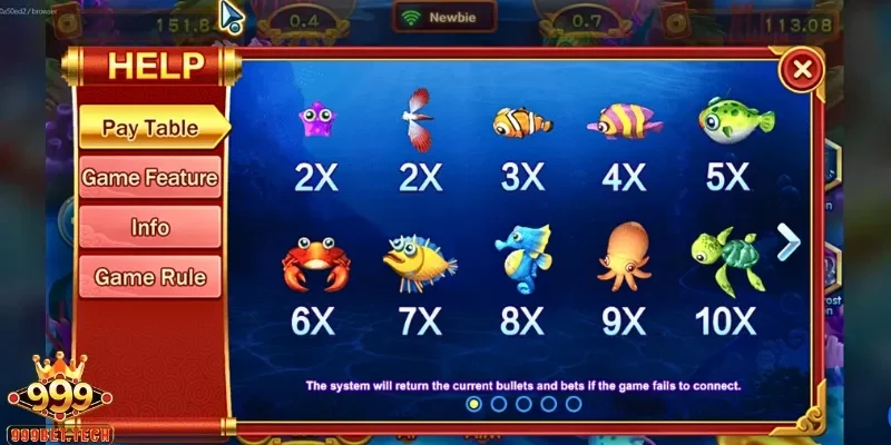Trong game sẽ có nhiều loại cá và tính điểm thưởng đa dạng